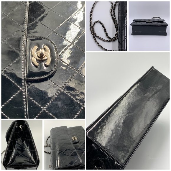 Authentic CHANEL Patent Black Jumbo Flap Crossbody - Picture 10 of 17